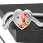 Pharaoh Hound Print Heart Charm Steel Bracelet
