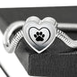 Paw Print Heart Charm Steel Bracelet