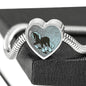Clydesdale Horse Print Heart Charm Steel Bracelet
