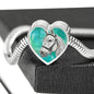 Andalusian Horse Watercolor Art Print Heart Charm Steel Bracelet
