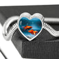 Fantail Fish Print Heart Charm Steel Bracelet