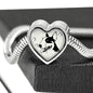 Bull Terrier Dog Print Heart Charm Steel Bracelet