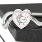 Flying Cat Print Heart Charm Steel Bracelet