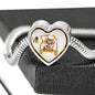 Lovely Bengal Cat Print Heart Charm Steel Bracelet