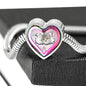 Cute Painted Cat Print Heart Charm Steel Bracelet