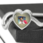 Cute Jack Russell Terrier On Window Print Heart Charm Steel Bracelet