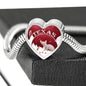 Sphynx Cat Print Heart Charm Steel Bracelet