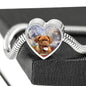 Dogue De Bordeaux Print Heart Charm Steel Bracelet