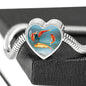 Goldfish Print Heart Charm Steel Bracelet