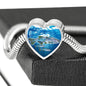 Slender Danios Fish Heart Charm Steel Bracelet
