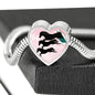 Horse Running Art Print Heart Charm Steel Bracelet