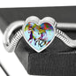 American Quarter Horse Print Heart Charm Steel Bracelet