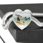 Glowlight Tetra Fish Print Heart Charm Steel Bracelet
