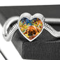 Cute Bullmastiff Print Heart Charm Steel Bracelet