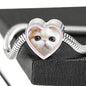 Cute Snoopy Cat Print Heart Charm Steel Bracelet
