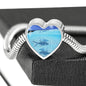 Fish Print Heart Charm Steel Bracelet