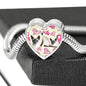 Siamese Cat Print Heart Charm Steel Bracelet