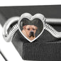 South African Boerboel Dog Print Heart Charm Steel Bracelet
