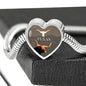 Texas Longhorn Cattle (Cow) Print Heart Steel Bracelet