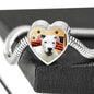 Dogo Argentino Print Heart Charm Steel Bracelet