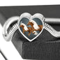 Haflinger Horse Art Print Heart Charm Steel Bracelet