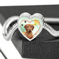 Cute Wirehaired Vizsla Print Heart Charm Steel Bracelet