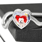 West Highland White Terrier Print Heart Charm Steel Bracelet
