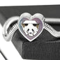 Amazing Panda Vector Art Print Heart Charm Steel Bracelet