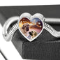 English Mastiff Print Heart Charm Steel Bracelet
