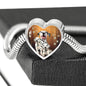 Dalmatian Dog Print Heart Charm Steel Bracelet