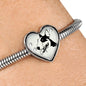 Bull Terrier Dog Print Heart Charm Steel Bracelet