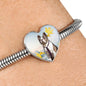 Cute Boston Terrier Print Heart Charm Steel Bracelet