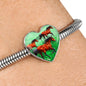 Arabian Horse Art Print Heart Charm Steel Bracelet