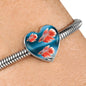 Siamese Fighting Fish Print Heart Charm Steel Bracelet
