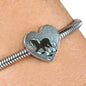 Clydesdale Horse Print Heart Charm Steel Bracelet