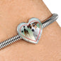 Jack Russell Terrier Print Heart Charm Steel Bracelet