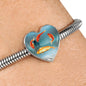 Goldfish Print Heart Charm Steel Bracelet