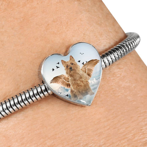 Australian Terrier Print Heart Charm Steel Bracelet