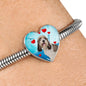 Petit Basset Griffon Vendeen Print Heart Charm Steel Bracelet