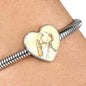 Bracco Italiano Dog Print Heart Charm Steel Bracelet