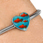 Southern Platyfish Fish Print Heart Charm Steel Bracelet