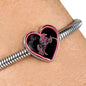 Horse Pink Art Print Heart Charm Steel Bracelet