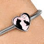 Cat Vector Art Print Heart Charm Steel Bracelet