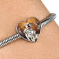 Dalmatian Dog Print Heart Charm Steel Bracelet