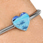 Fish Print Heart Charm Steel Bracelet