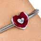 Cute Burmilla Cat Print Heart Charm Steel Bracelet