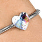 Amazing Colorful Boston Terrier Print Heart Charm Steel Bracelet