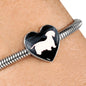 Lovely Cesky Terrier Print Heart Charm Steel Bracelet
