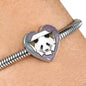 Amazing Panda Vector Art Print Heart Charm Steel Bracelet