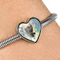 Lovely Korat Print Heart Charm Steel Bracelet